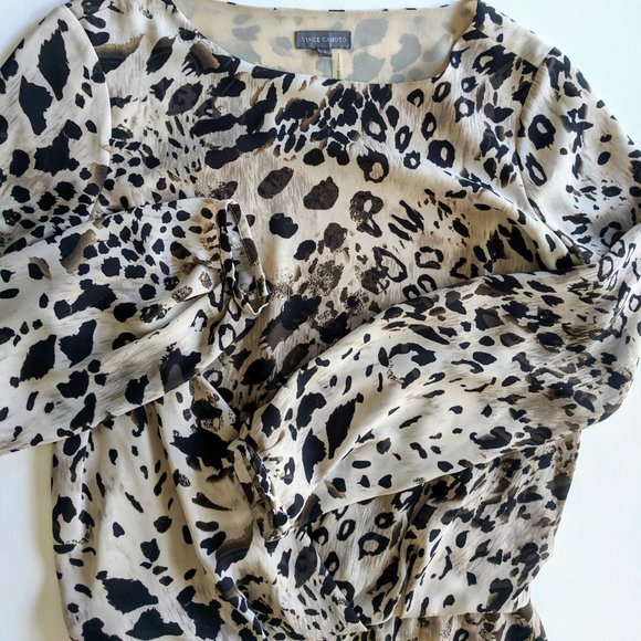 Vince Camuto Longsleeve Animal Fresco Shirt Dress - Picture 7 of 8